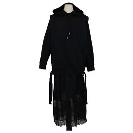 3.1 Phillip Lim Jupe en dentelle de coton noire Robe midi à capuche