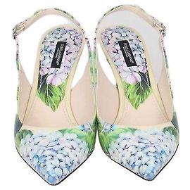 Décolleté Slingback Dolce & Gabbana in pelle verniciata multicolore con stampa floreale