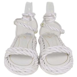 Sandalias planas The Rope de piel trenzada blanca Valentino