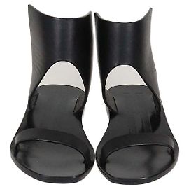 Rick Owens Guard Flache Sandalen aus schwarzem Leder