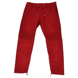 Pantalones de chándal Balmain de algodón rojo con cordón