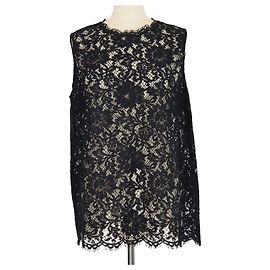Dolce & Gabbana ärmelloses Top aus floraler Spitzenmischung aus Baumwolle in Schwarz