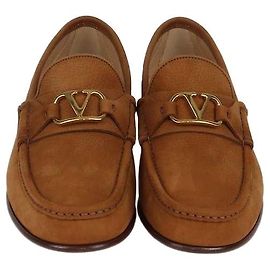 Mocassini Valentino Tobacco VLogo in nubuck di pelle di cervo Signature