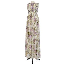 Vestido largo sin mangas Giambattista Valli de seda multicolor con bordados florales