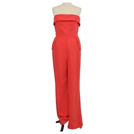 Tuta senza spalline Elie Saab in misto viscosa arancione