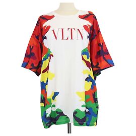 T-shirt Valentino in cotone multicolore con stampa CAMOU7