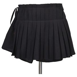 Loewe Paula's Ibiza plissierter gewebter Skort aus Leinenmischung in Schwarz mit Verzierungen