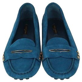 Mocassini in camoscio blu teal Louis Vuitton