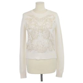 Jersey de cachemira crema con bordado de mariposa Christian Dior
