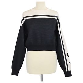 Louis Vuitton Crop-Pullover aus Jersey-Strick in Schwarz/Weiß mit Logo-Detail