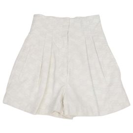 Shorts de talle alto en denim Off White con estampado FF Fendi