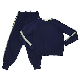 Autre Marque Conjunto de jersey y pantalón de chándal en mezcla de seda y cachemira azul marino Olivia von Halle