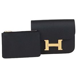 Hermès Hermes Black Epsom Leather Constance Slim Wallet