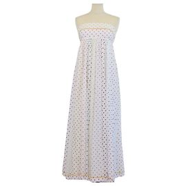 Zimmermann trägerloses Midi-Kleid aus Baumwolle mit Polka-Dot-Print Weiß/Multicolor