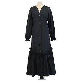 Autre Marque Brogger Black Hilde Maxi-Kleid mit Puffärmeln und Rüschen