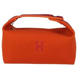 Hermès Orange Feu Canvas Small Bride-a-Brac Case