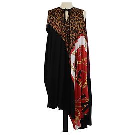 Balenciaga mehrfarbiges Jersey-Midikleid mit Plissee und Multi-Print