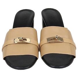 Hermès Sandali Hermes Gigi 50 in pelle Beige Natura e lucertola
