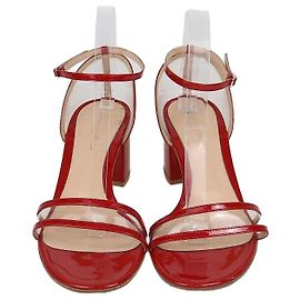 Sandali con cinturino alla caviglia Gianvito Rossi in PVC rosso/trasparente e pelle verniciata