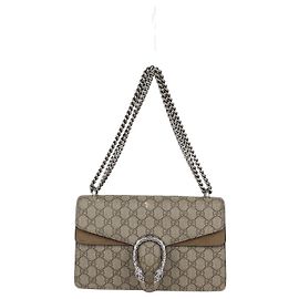 Borsa a tracolla Small Dionysus Gucci in tela GG Supreme beige e camoscio