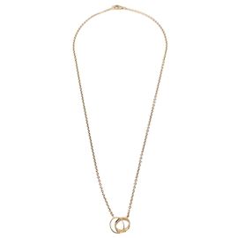 Collana con pendente Cartier Love a 2 cerchi intrecciati in oro rosa 18K