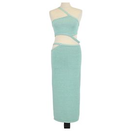 Set Top e Gonna Cult Gaia Chaya in maglia di cotone misto verde con dettagli cutout