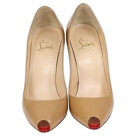 Décolleté Peep Toe in pelle verniciata beige Christian Louboutin