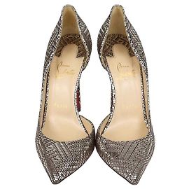 Décolleté Christian Louboutin Iriza in camoscio metallizzato e pelle di capretto lamé