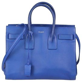 Saint Laurent Sac De Jour Tote Small in pelle blu