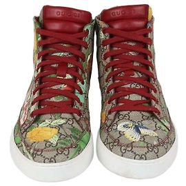 Gucci High Top Sneaker aus GG Supreme Canvas mit Tian-Print Beige/Rot