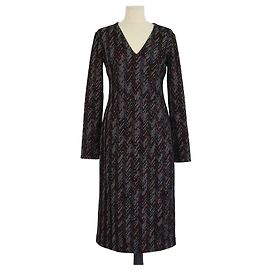 Vestido tubo Missoni de punto de lana multicolor Zig Zag con cuello en V