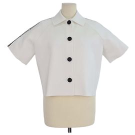Christian Dior Kurzjacke aus Strick mit kurzen Ärmeln Weiß/Schwarz