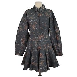 Vestido camisero Phantom Ganni de algodón negro floral
