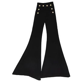 Balmain auslaufende Hose aus schwarzer Viskose mit Knopfdetails