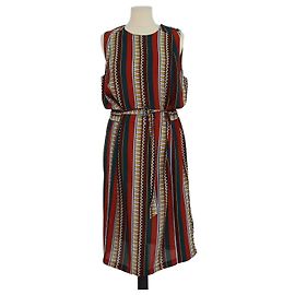 Tory Burch Multicolor Silk Printed Sleeveless Belted Midi Dress