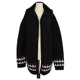 Yves Saint Laurent Strick-Cardigan mit Kapuze aus schwarzer Wolle und Pailletten-Verzierungen