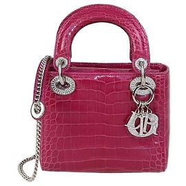 Christian Dior Mini Lady Dior Tote aus Alligatorleder in Fuchsia