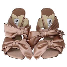 Sandali Flaca con fiocco in raso rosa pallido Jimmy Choo