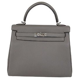 Hermès Borsa Hermes Kelly Retourne 25 in pelle Togo Gris Meyer con hardware Palladium