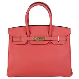 Hermès Borsa Birkin 30 Hermes Rose Jaipur in pelle Clemence con hardware Gold