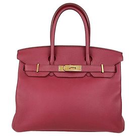 Hermès Borsa Birkin 30 Hermes in pelle Togo Rouge Grenat con hardware Gold