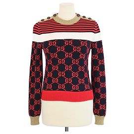 Jersey de punto con botones en los hombros Gucci multicolor de algodón y Lurex GG y a rayas