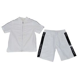 Autre Marque Set Camicia a Maniche Corte con Zip e Pantaloncini Givenchy Kids Bianco
