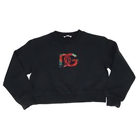 Autre Marque Sudadera de manga larga para niños Dolce & Gabbana de algodón negro con parche estampado DG