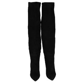 Paris Texas Kniehohe Stiefel aus schwarzem Wildleder
