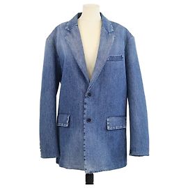 Valentino einreihiger Blazer aus blau gewaschenem Denim