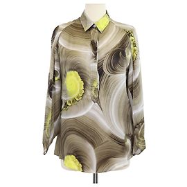 Camicia a maniche lunghe in seta stampata multicolore Versace Collection