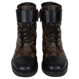 Botas Twist Wonderland Ranger de lona Monogram y cuero negro Louis Vuitton