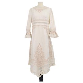 Vestido largo Estelle Paisley de lino beige Zimmermann