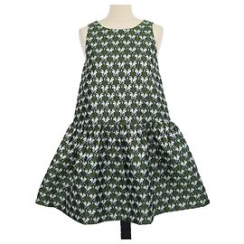 Maje Mini abito in jacquard di poliestere misto verde metallizzato con stampa a pappagallo